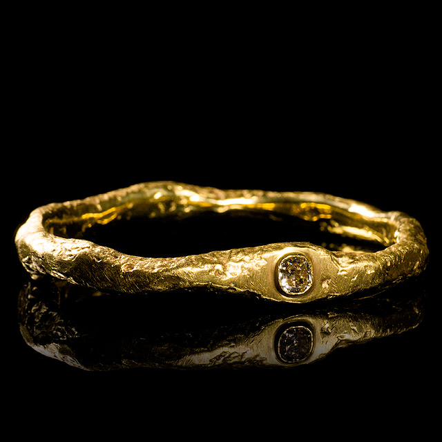 Geoffrey Young Diamond Gold Bangle Bracelet 