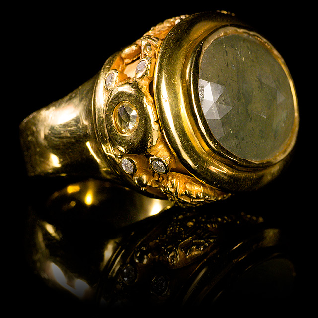 Geoffrey Young Sapphire, Diamond & Gold Locket Ring