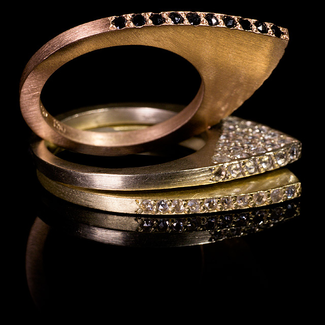 LFrank Black Diamond Rose Gold Apex Ring