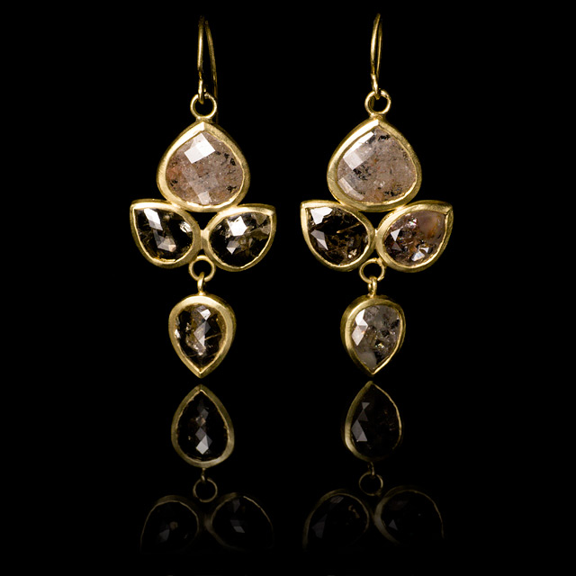 LFrank Diamond Slice Gold Lotus Earrings
